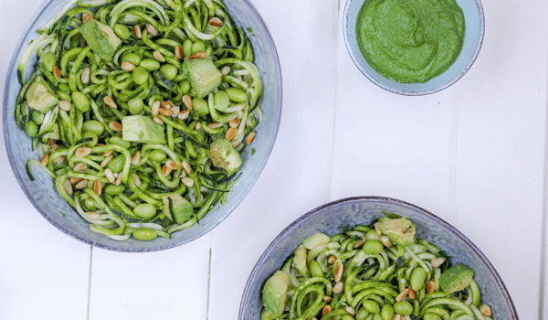 Pesto Zucchini Noodle Salad