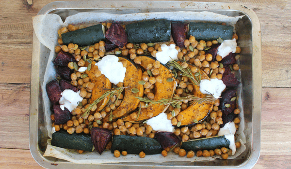 Cinnamon Roasted Vegetables With Yoghurt Dressing