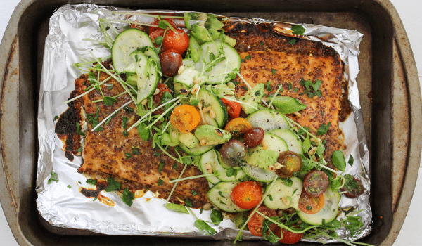 Honey Mustard Salmon with Zucchini Salad