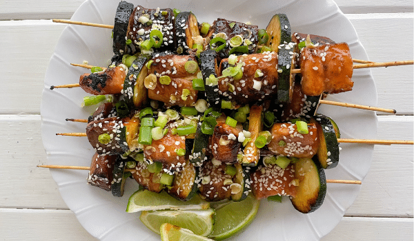 Glazed Salmon & Zucchini Skewers